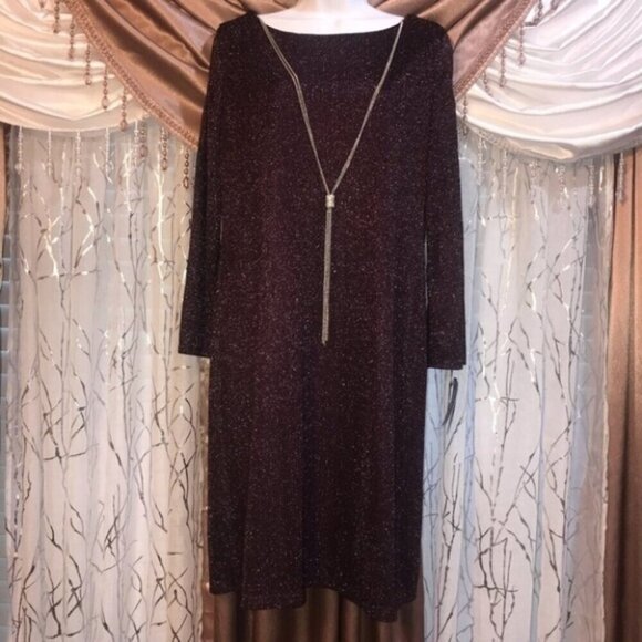 R & M Richards Cold Shoulder All Over Glitter Shift Dress - Picture 1 of 5